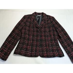 Pendleton Blazer Women's Sz 16 Christmas Wool Plaid Black Red Academia‎ Classic
